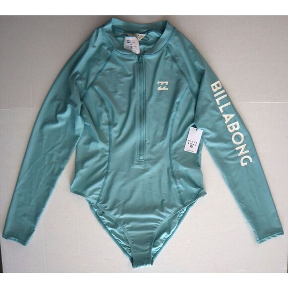 Billabong 2403002502 WMN Sz L Dusty Teal Beach Babe L/S Rashguard Surfsuit - Picture 1 of 9